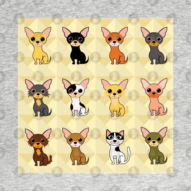 Assorted Chihuahua dogs one cat by Brash Ideas